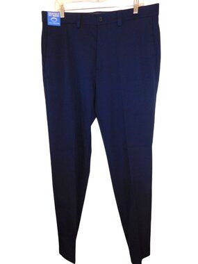 NWT Haggar Mens 36x34 Navy Blue Dress Pants Perfect Fit Waist Flat Front NEW